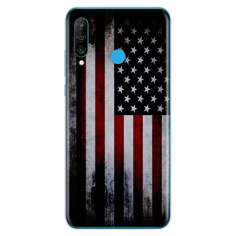 Thin Blue Line American Flag Soft TPU Silicone Cover For Huawei P40 P30 P20 Pro P10 P9 P8 Lite E Plus 2019 2017 Phone Case