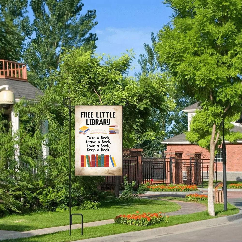 Free Small Library Tin Logo Reading Retro Metal Logo Double-sided Garden Decoration Home Coffee P4M2