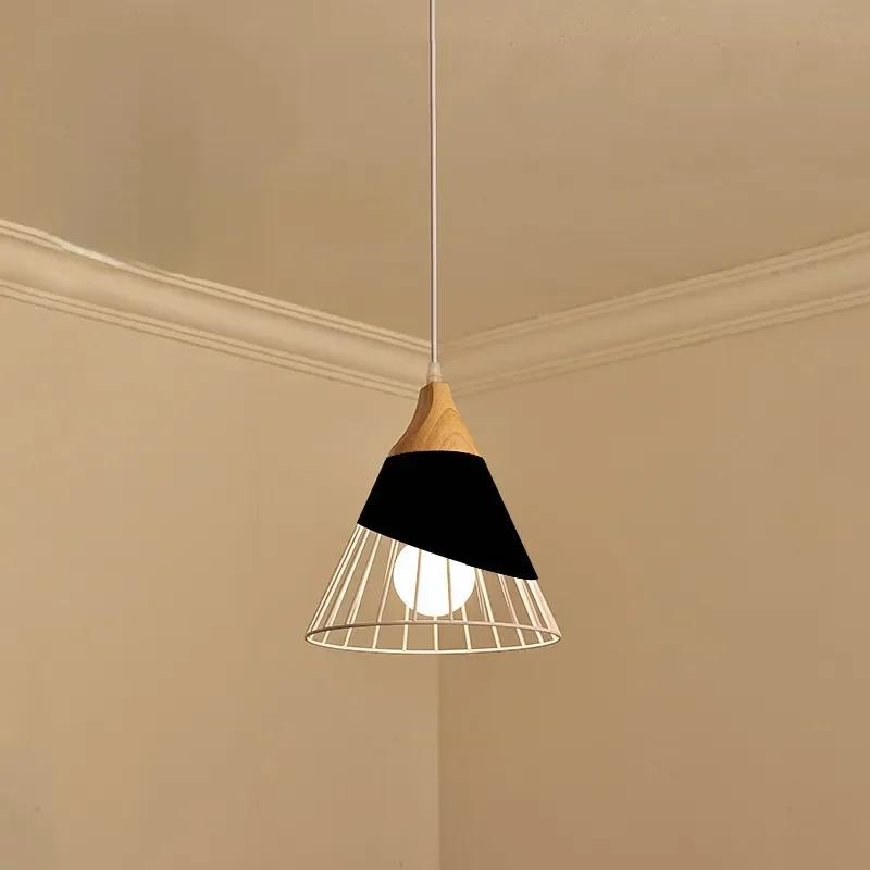 Многоцветная люстра из дерева для кафе и ресторана, подвесные светильники из железа, подвесной светильник E27, скандинавский современный домашний декор, бытовая техника