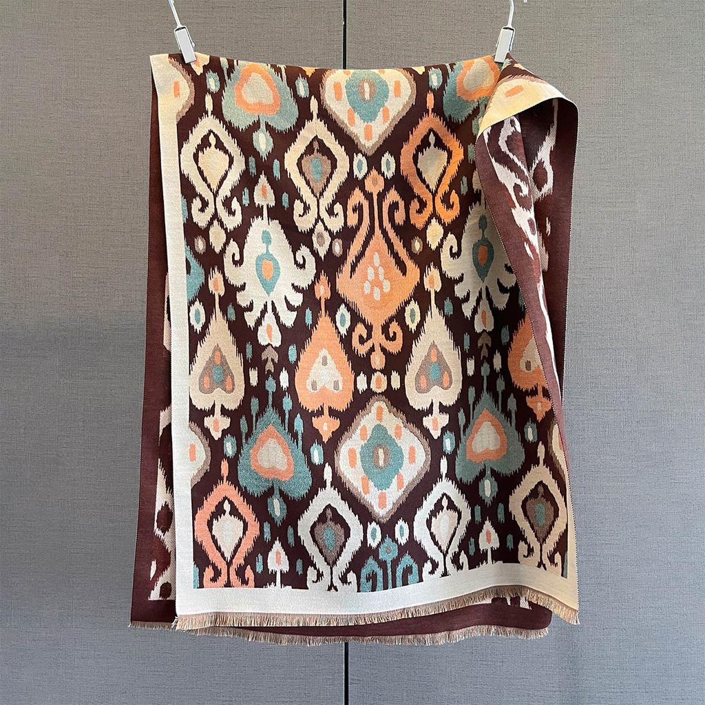 Женский осенне-зимний толстый теплый платок-шаль в стиле ретро-люкс, большой плед, буфанда, пончо, эшарп, пашмина, столы, защита от холода, хиджаб