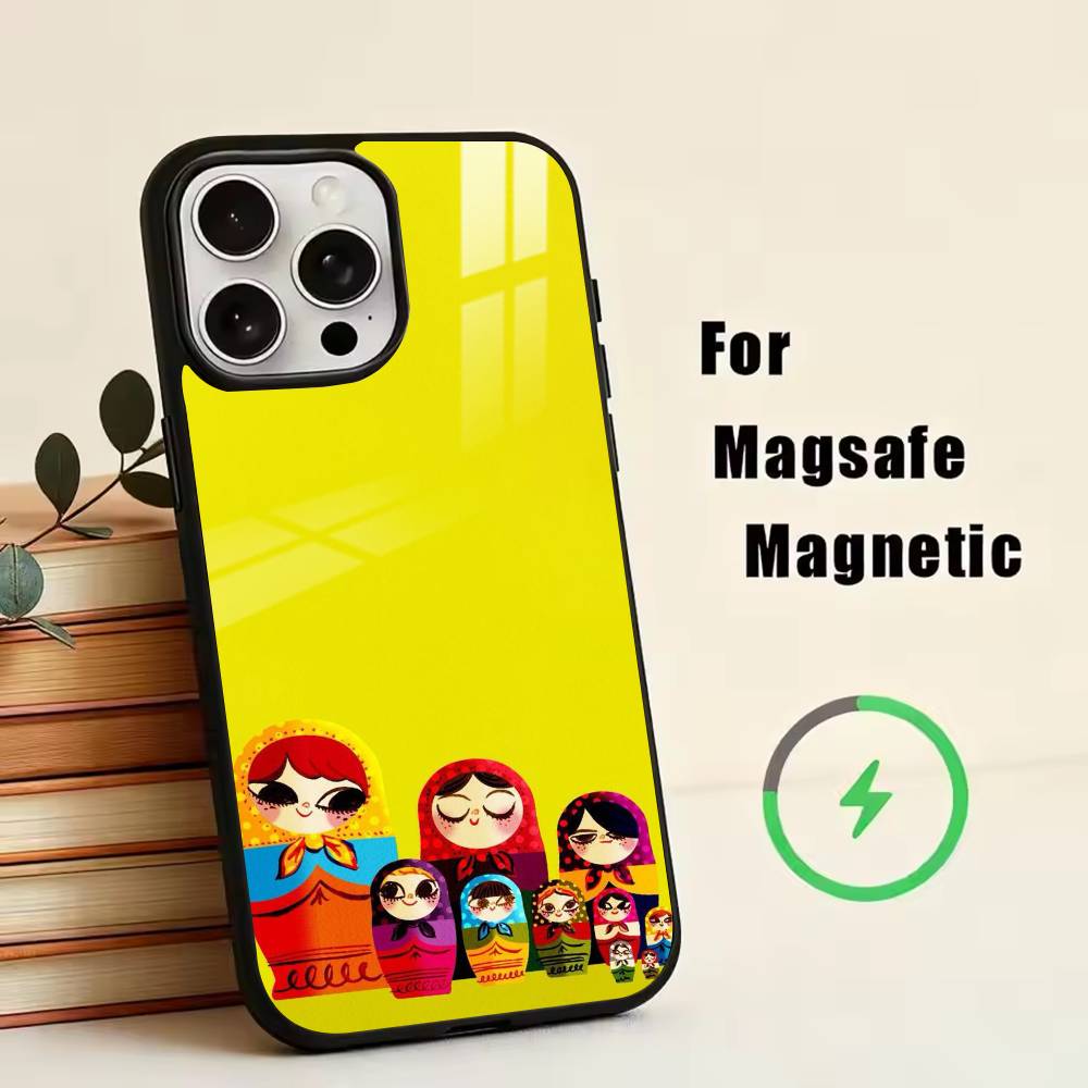 Cute Russian Doll Art  Phone Case For iPhone17,16,15,14,13,12,11 Plus,Pro Magnetic with Magsafe Wireless Charging