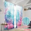2pcs,2D Plane Printing Pattern Curtains Coral Dreamscape Polyester Woven (without Rod) Decorations Inside Ldeal for Home &