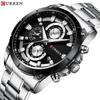 Men's Quartz Wristwatch Chronograph Calendar Waterproof Stainless Steel Strap Luminous Sports Fashion Watches for Man