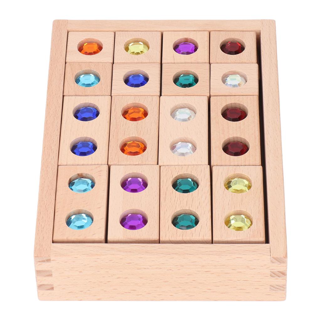 Деревянные акриловые оконные блоки Прозрачные бусины Игрушки для укладки Сверкающие камни Деревянный блок для укладки
