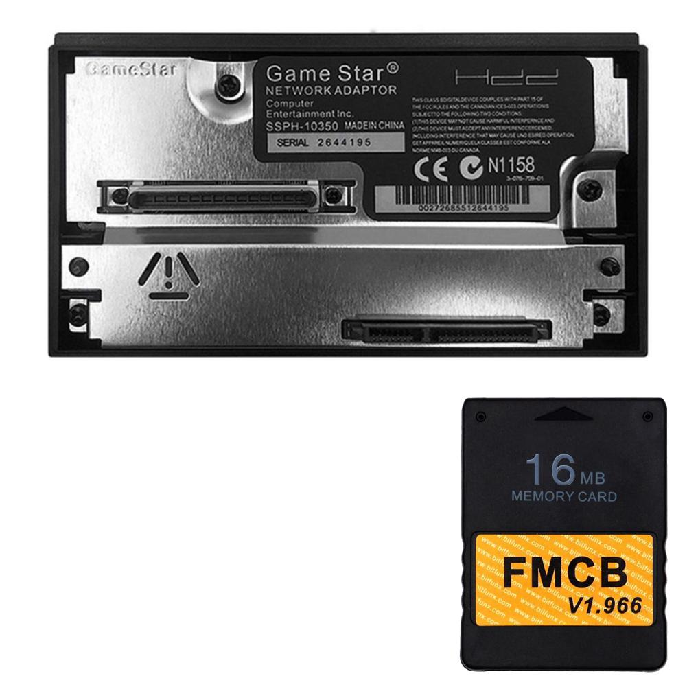 Адаптер сетевой карты с интерфейсом SATA с картой памяти FMCB V1.966 для консоли PS2, HDD с интерфейсом SATA для Playstation 2