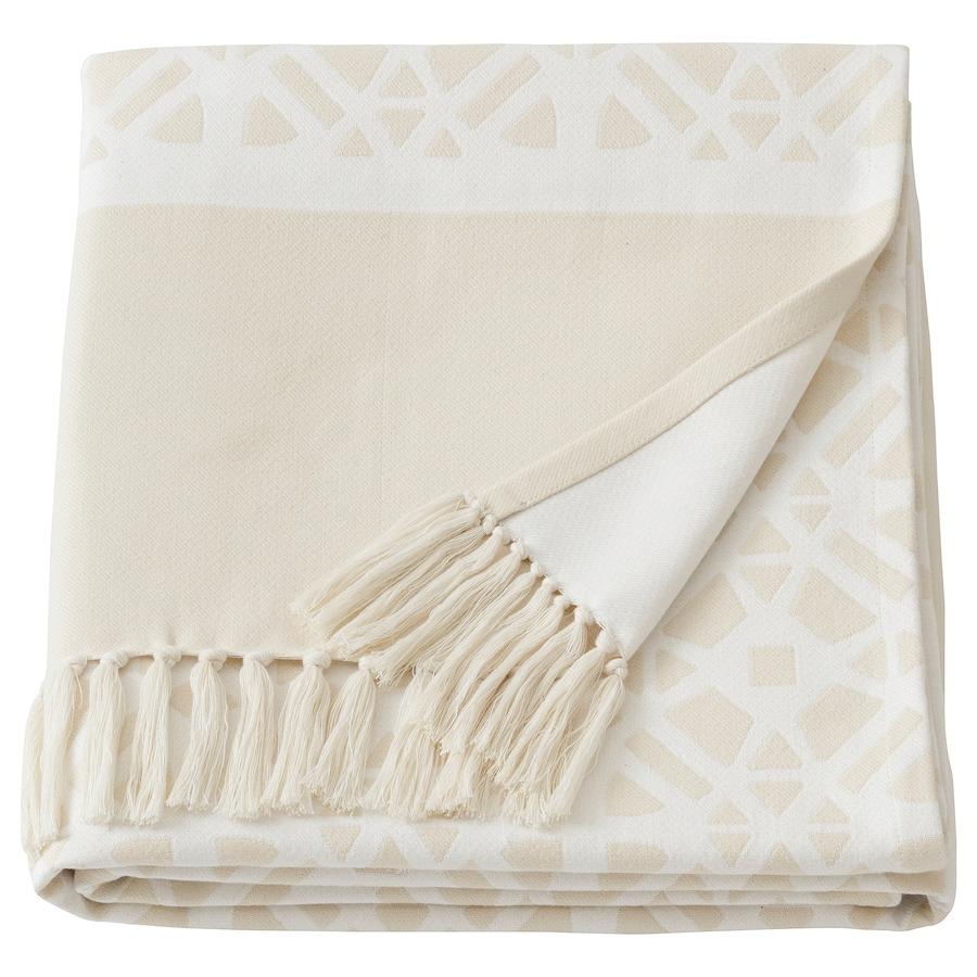 Плед кремовый, GOKVALLA Throw Off-white, IKEA