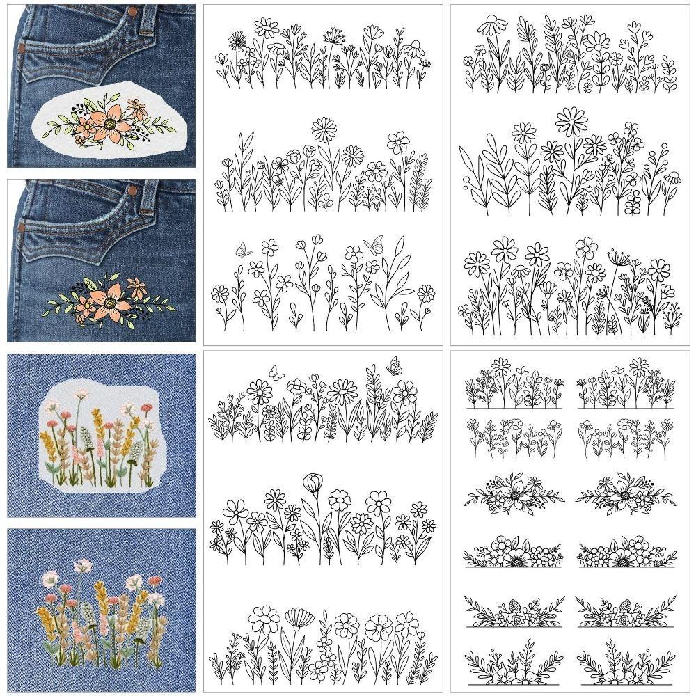 4 Sheets Wash Away Embroidery Patterns Stick and Sew Patterns Hand Sewing Lover