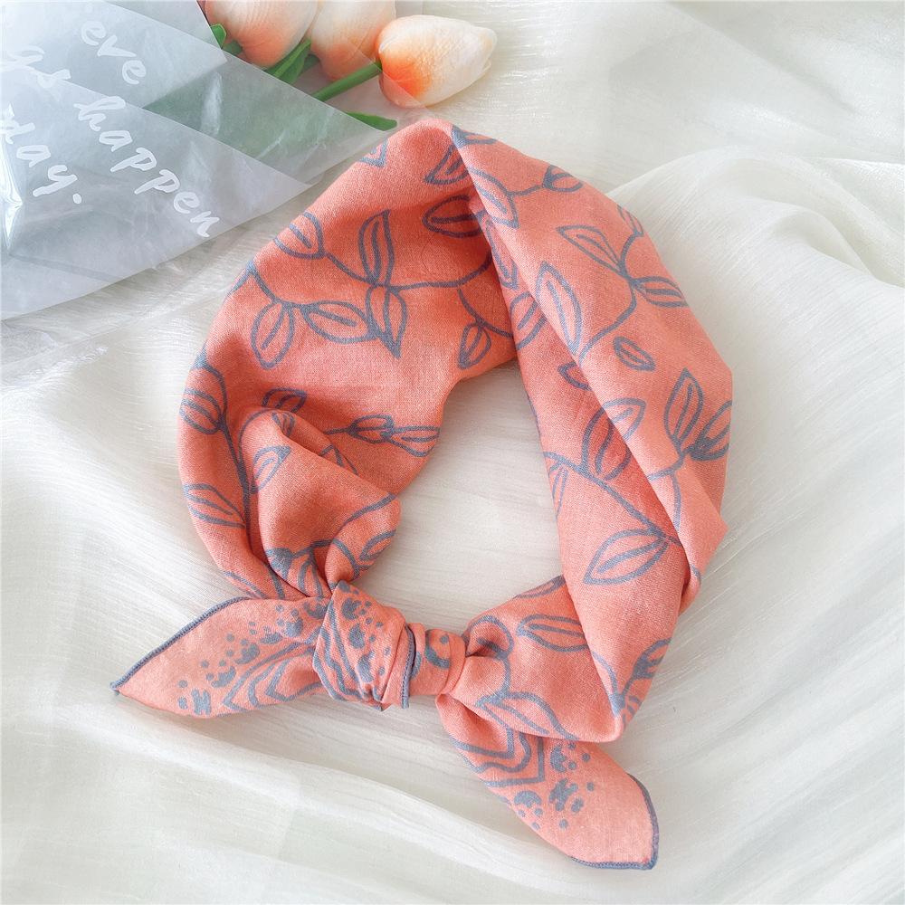 Cotton And Linen Small Square Scarf Silk Scarf Women'S Spring And Autumn New Style Artistic And Versatile Fashionable Temperament Headband Scarf