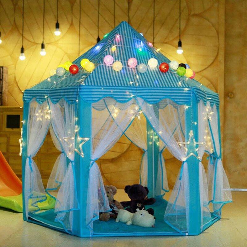 Large Princess Castle Children Indoor Play Tent Portable Tulle Garden Folding Play Tent Playhouse