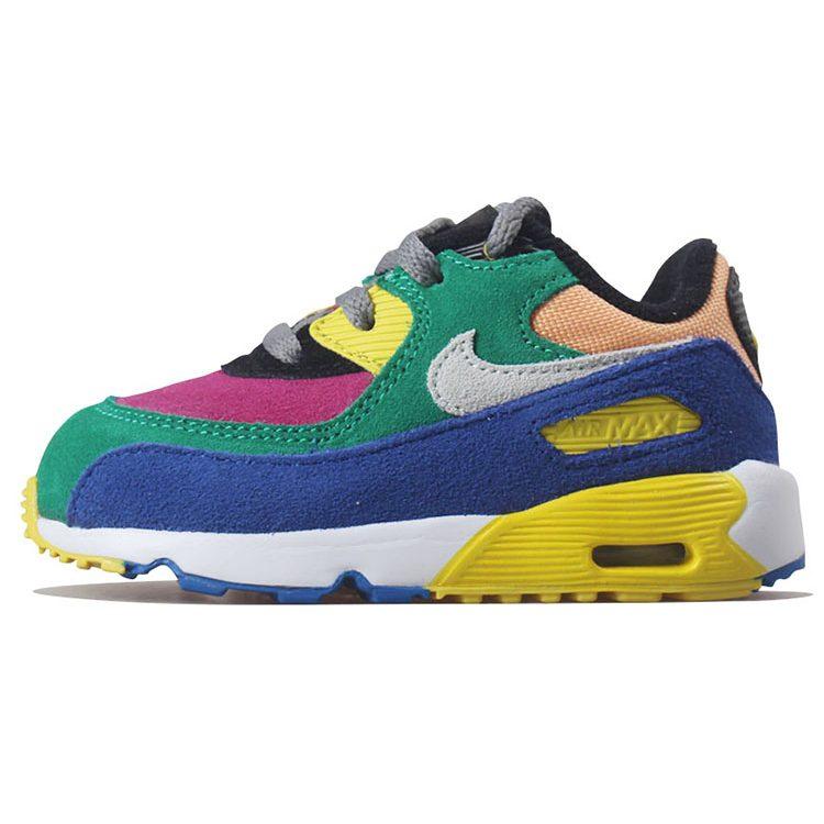 Nike Air Max 90 QS Viotech 2.0 Удобные и легкие Устойчивые к истиранию Низкие детские кроссовки Сине-зеленые CJ0935-300