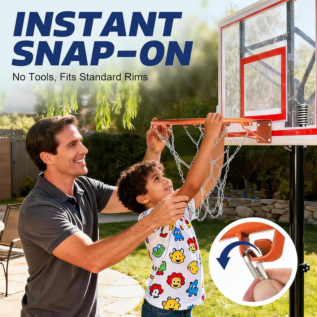 Chain Basketball Net Replacement, 21" Heavy Duty Rust Proof Galvanized Steel with 12 Locking Hooks,Fits All Standard Indoor/Outdoor Hoops