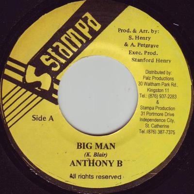 7-дюймовая пластинка ANTHONY B - Big Man NONE Пресс Ямайка Регги, Ска и Даб Б/У