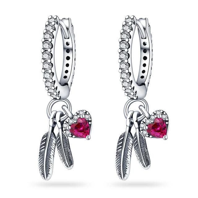 Серьги-кольца из настоящего серебра 925 пробы для женщин, красочные серьги с жемчугом и перьями из циркона, модный подарок на день Святого Валентина для женщин, Стрела Купидона
