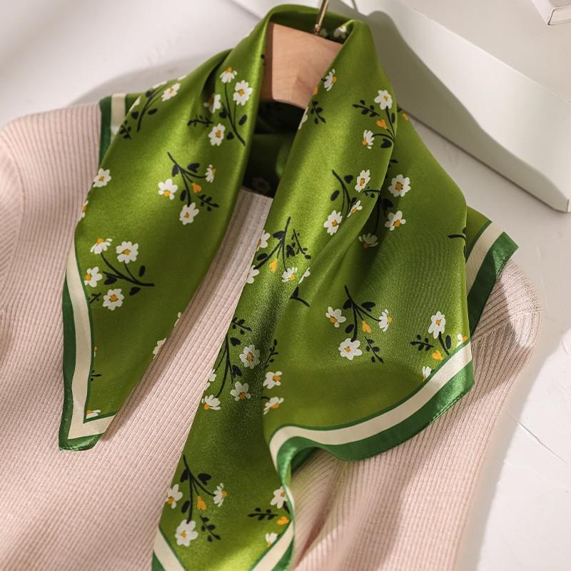 100% Pure Mulberry Silk Square Scarf Women Lightweight Printed Neck Wrap Chic Office Casual Wear