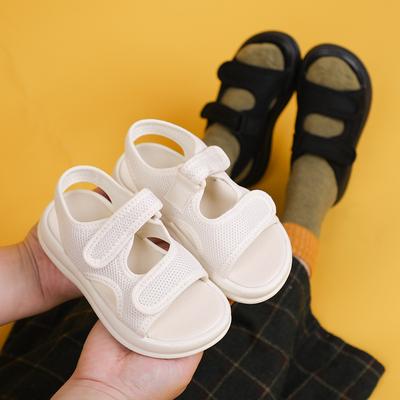 Легкая модная пляжная обувь, детская обувь, летняя, корейская версия, дышащая, детская обувь, сандалии для мальчиков и девочек, на липучке, нескользящая