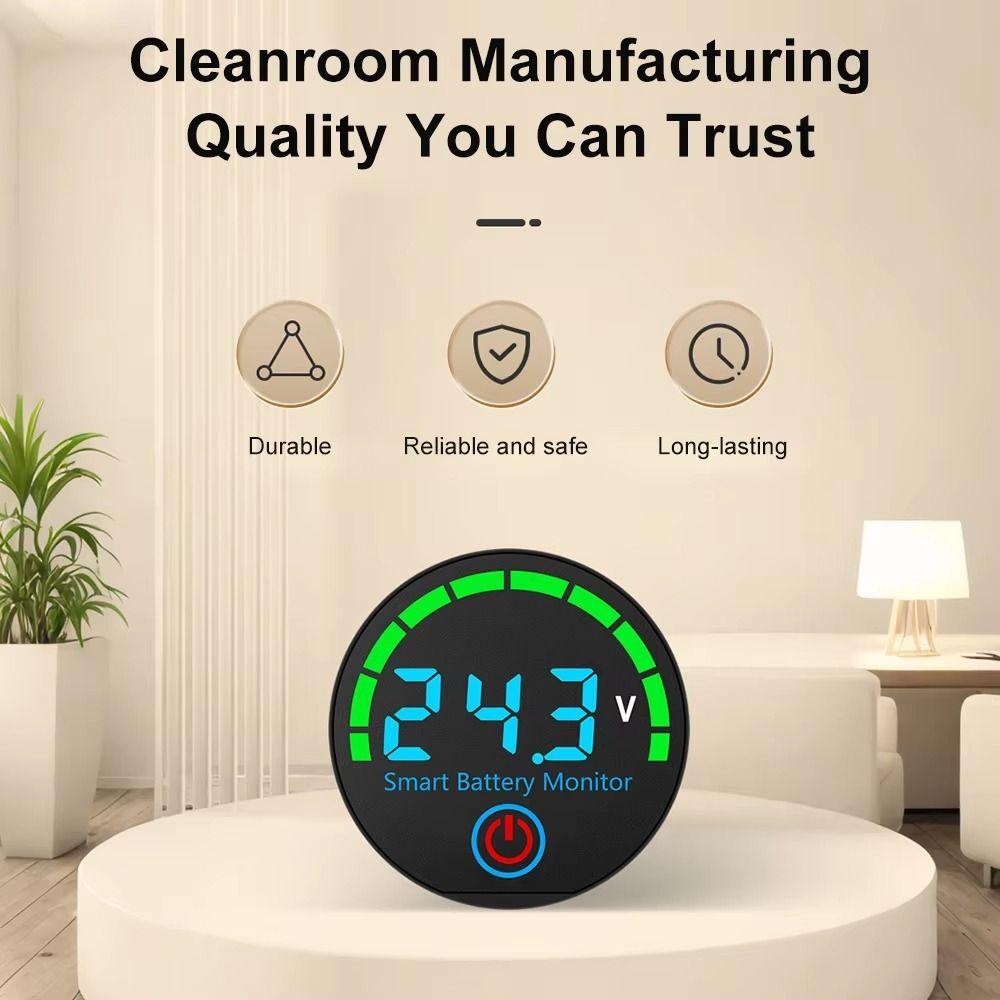 Mini Smart Battery Monitor Round Battery Tester Professional Battery Voltmeter
