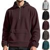 Sweater Mens Autumn and Winter Fleece Hooded Loose Pocket Half Zipper Pullover Hooded Sweater for Men