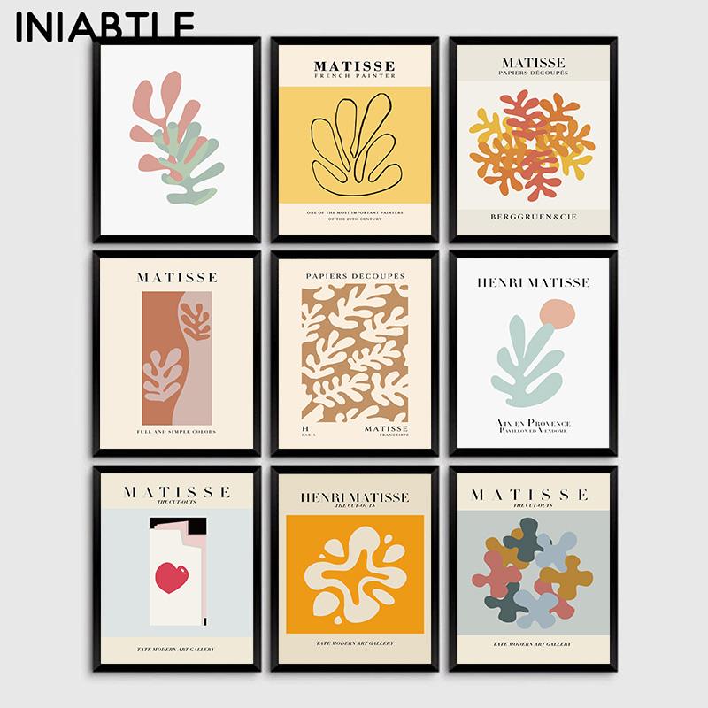 Henri Matisse Coral Colorful Leaf Posters And Prints Abstract Canvas Painting Nordic Wall Art Pictures For Living Room Decor