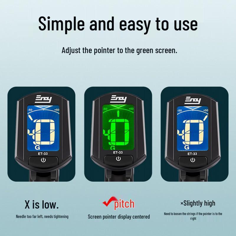 Оригинальный многофункциональный хроматический тюнер ENO ET-33 для гитары, скрипки, укулеле, баса