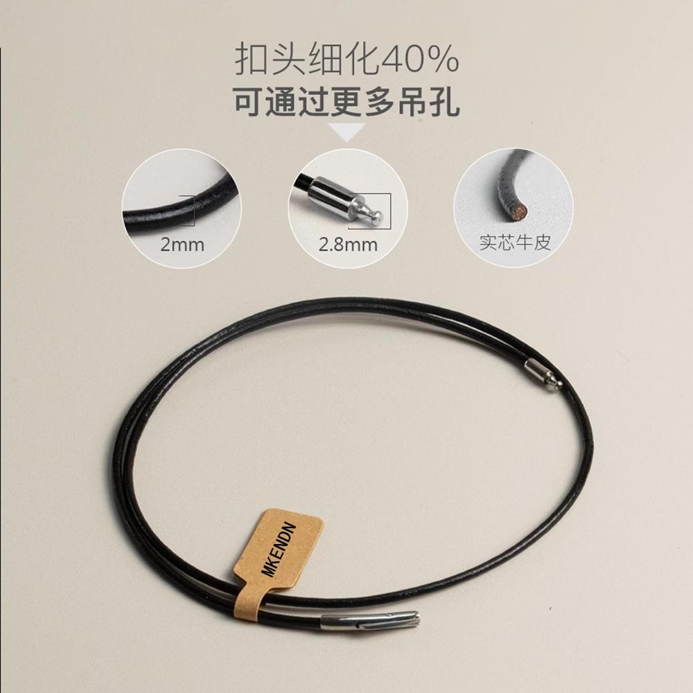 Handmade Simple Primary Cowhide Choker Necklace Leather Necklace Stainless Steel Clasp Male Women Jewelry