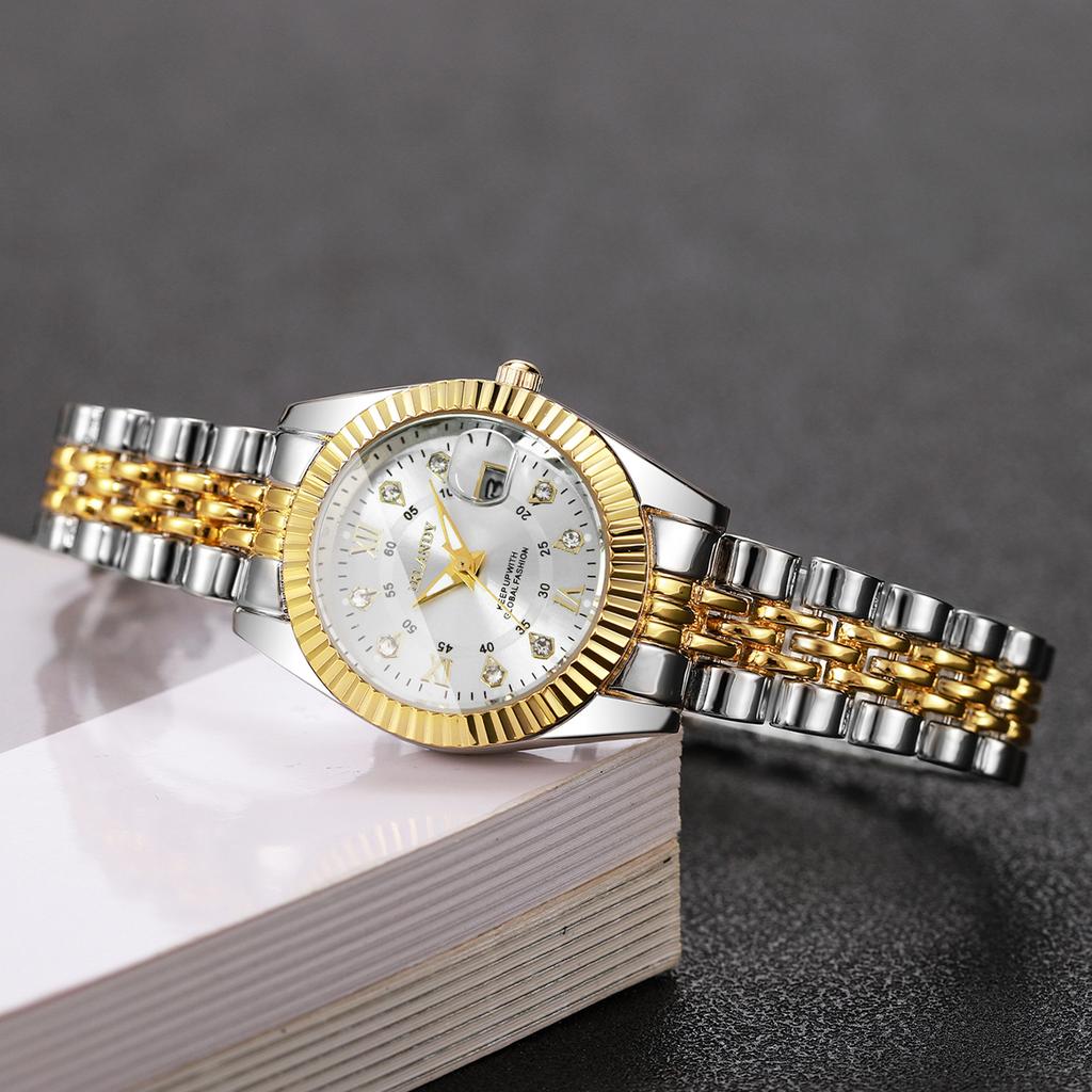 Xiaomi Fashion Rhinestone Women Quartz Watch Ladies Roma Dial Stainless Steel Wristwatches with Calendar Reloj Mujer (Without Box)