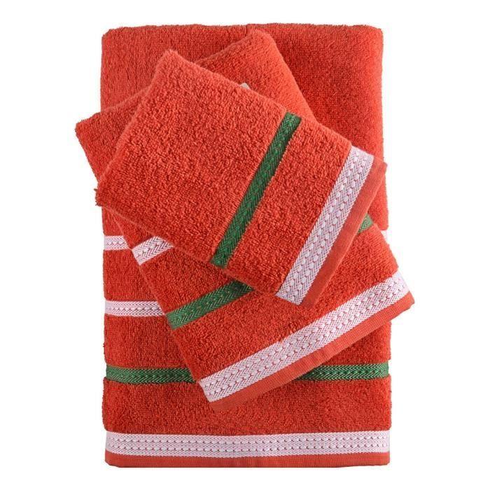 Ensemble De Serviettes De Toilette - BENETTON - Rouge - 100% Coton - 4 Pièces - 450 G/m²