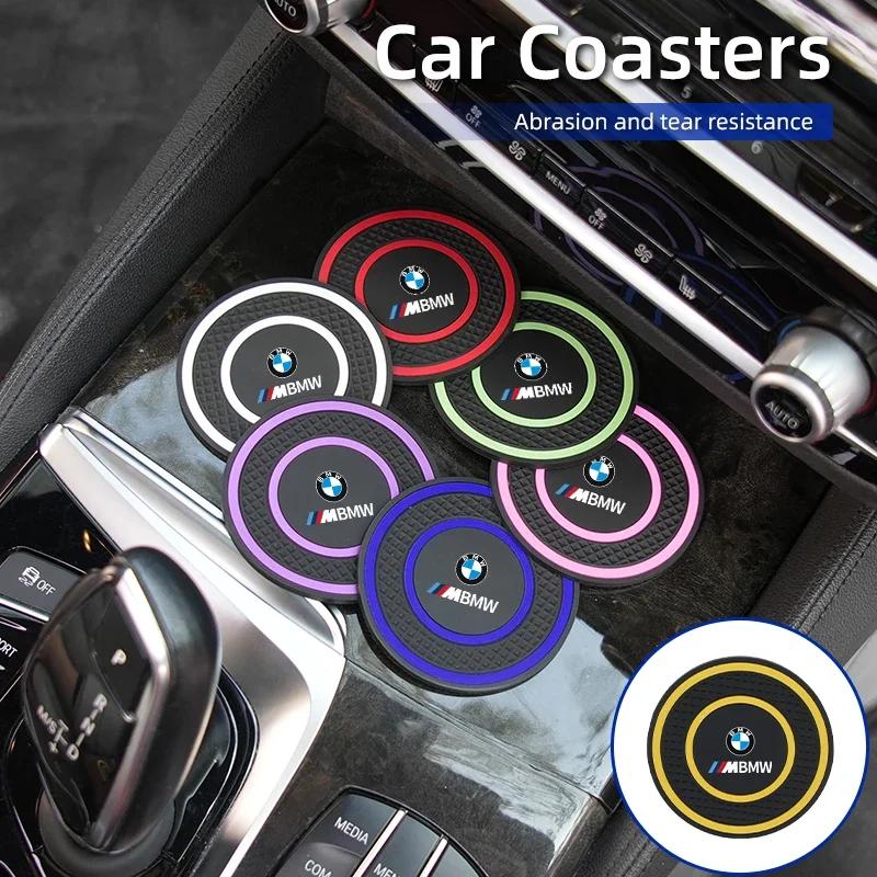 Car Sticker 2025 Hot PVC Car Coaster Water Cup Anti-Slip Silicone Pads Interior Accessories For BMW Motorsport X1 X3 X5 E39 E46