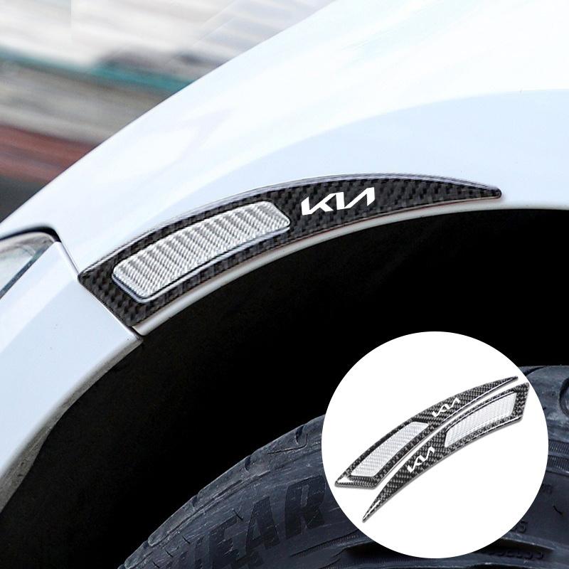 HFVY8 2Pcs Carbon fiber Car Anti-collision strip Door Sticker Safety Warning Reflector Decal For Kia KN K7 K900 Cadenza K9 K04 Sorento