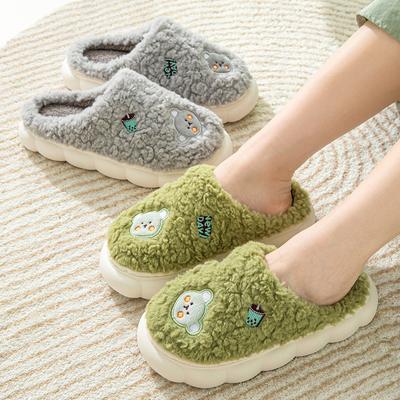 Хлопковые тапочки для женщин и мужчин, зимние новые домашние меховые тапочки с толстой подошвой и противоскользящим зимним стилем для домашнего использования