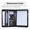 Multifunctional Professional Business Portfolio Padfolio Folder Document Case Organizer A4 PU Leather Zippered Closure