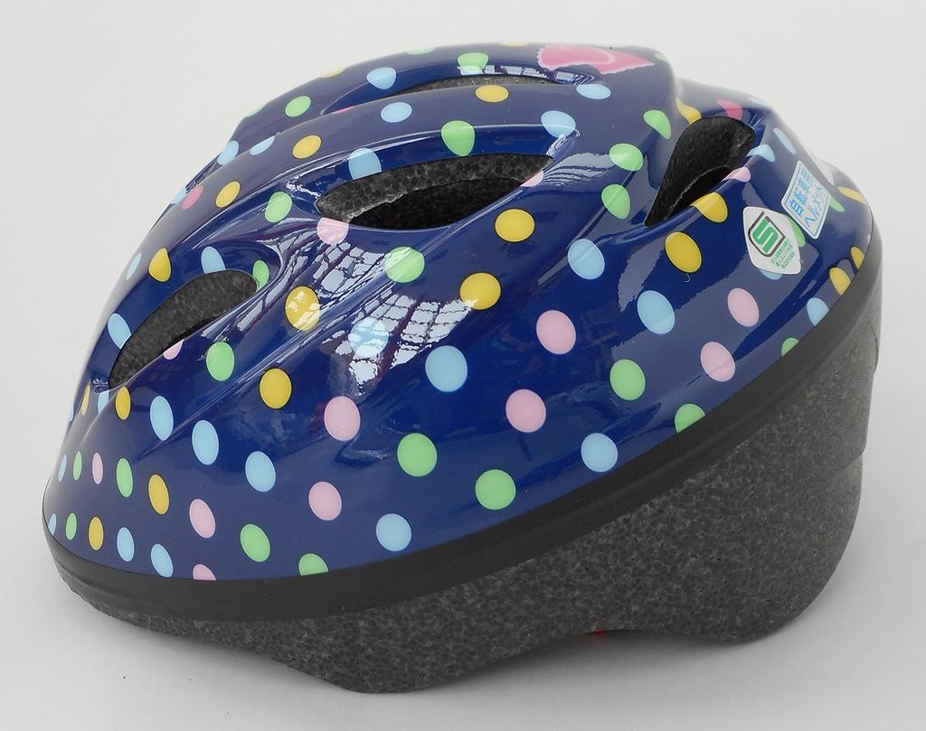 SAGISAKA Bicycle Helmet Junior Children Asian Fit Type 46834 with SG Mark Dot Ribbon Navy S Size 54-58cm