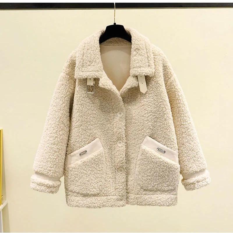 Женская осенне-зимняя утолщенная флисовая термокуртка, уличная флисовая куртка из ягненка, термотоп