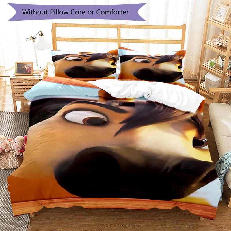 3pcs Spirit Stallion of the Cimarron pattern bedding set duvet cover set includes duvet cover &pillowcases, perfect all season bedroom decoration & gi