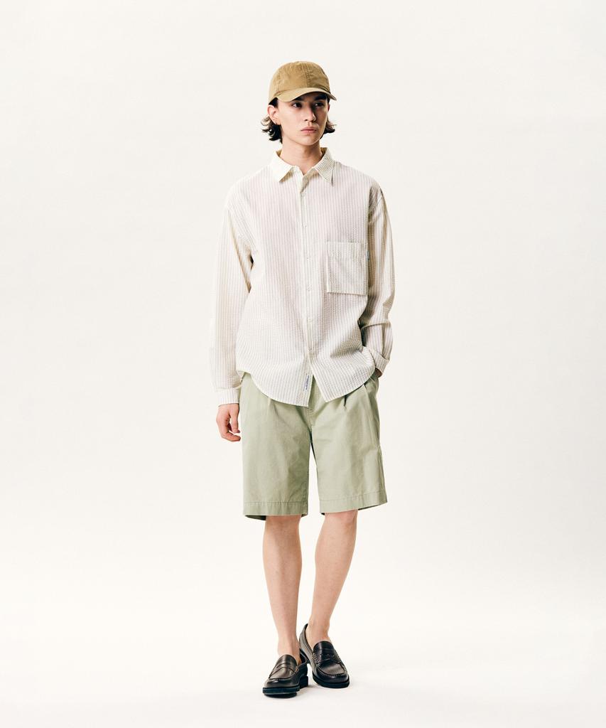 ESPIONAGE Double Pleats Chino Shorts Khaki Beige