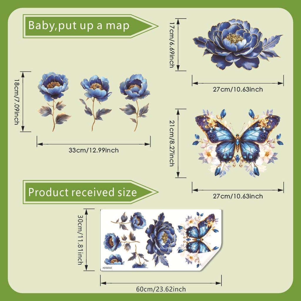 Dream Blue Butterfly Наклейка на стену Наклейка на плитку в ванной Туалет Наклейка на унитаз Самоклеящаяся фреска Украсить Цветок Домашний Декор Наклейки Ванная комната