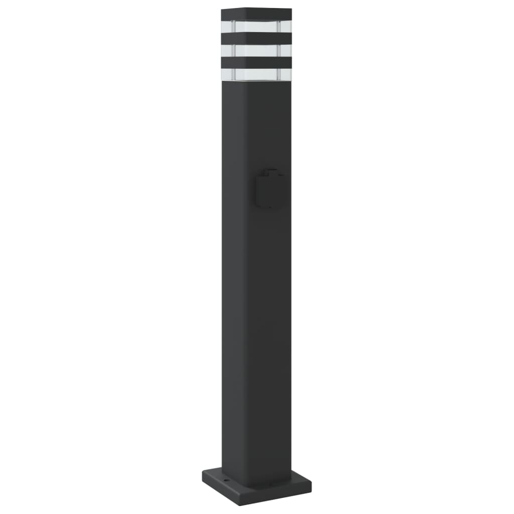 Vidaxl Zewnętrzne Lampy Stojące, Z Gniazdkami, 3 Szt., Czarne, 80 Cm