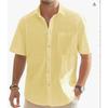 Мужская летняя новая модель европейской и американской моды, классическая, удобная, дышащая, из хлопка и пеньки, однотонная, топ-рубашка