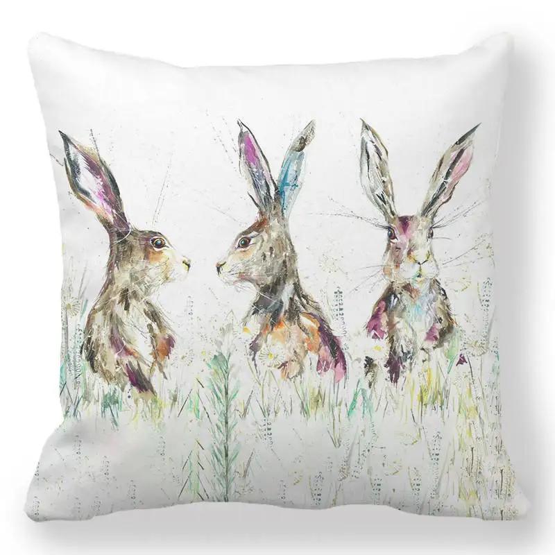 Easter Bunny Print Cushion Cover Spring Easter Egg Hare Pillowcase Home Decoration 40/45/50/60cm