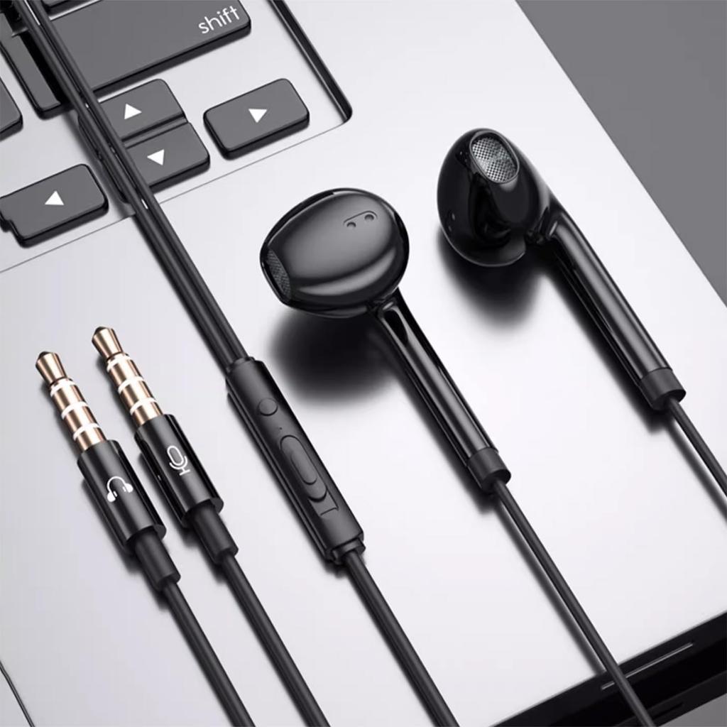 Wired 2m Long Wire Gaming Earphones with Dedicated Dual Plug Compatible with Desktop PCs and Sound Independent Separates Earphone and Microphone