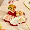 Plastic Kitchen Preparation Plate Reusable with Scoop Holder Dinner Plate 4 Compartment Durable Spoon Rest Dinnerware
