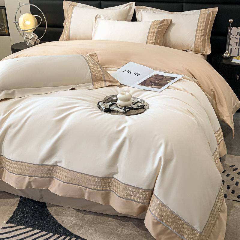 Class A Long-staple Cotton Bed Four-piece Set Pure Cotton High-count High-density Embroidered Bed Sheet Duvet Cover Fitted Sheet Duvet Cover