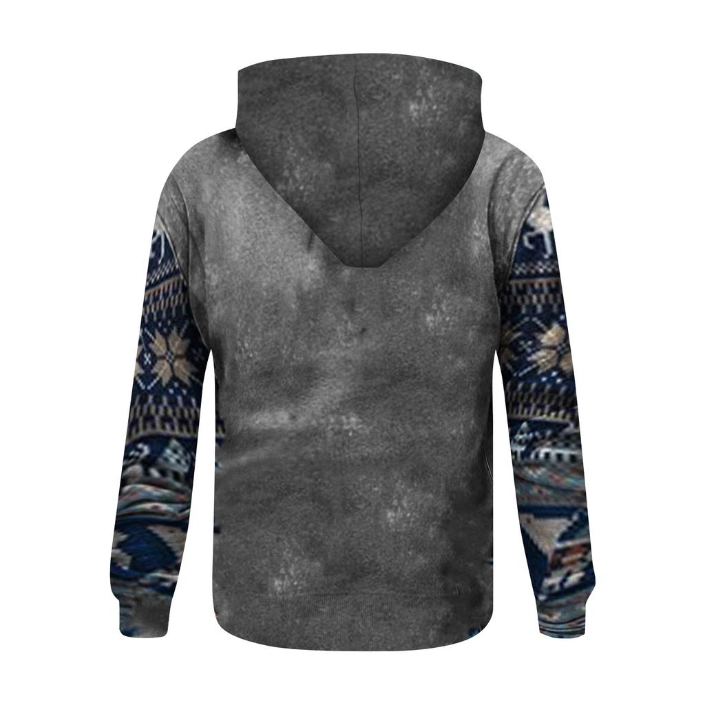 Модный свободный мужской и женский свитер с капюшоном с длинным рукавом и принтом