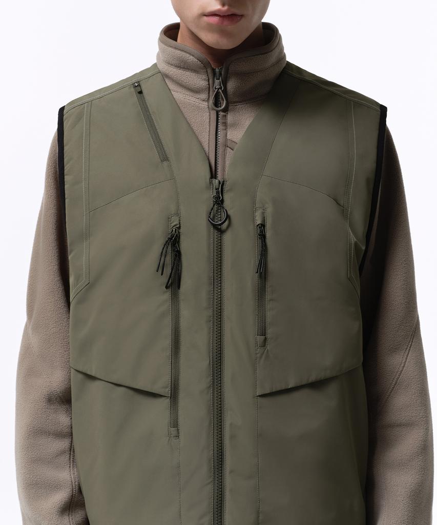 Musinsa Standard [City Leisure] Stitch V-Neck Padded Vest [Light Khaki]