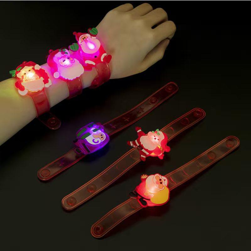 96PCS Christmas Light Up Bracelet LED Flashing Santa Skull Bat Pumpkin Watch Children's Gift Party Decoration