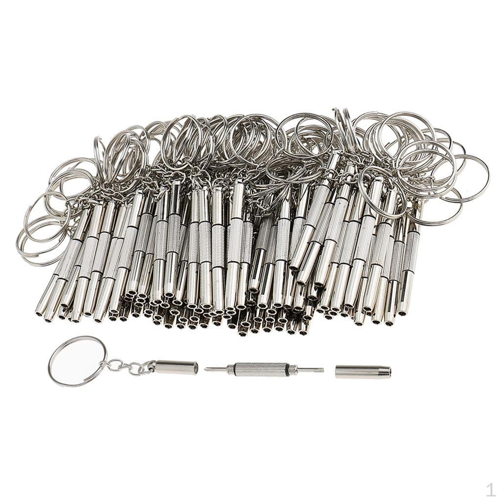 100 Pieces Precision Eyeglass Screwdriver Mini Keychain Glass Eyewear Repair Tool