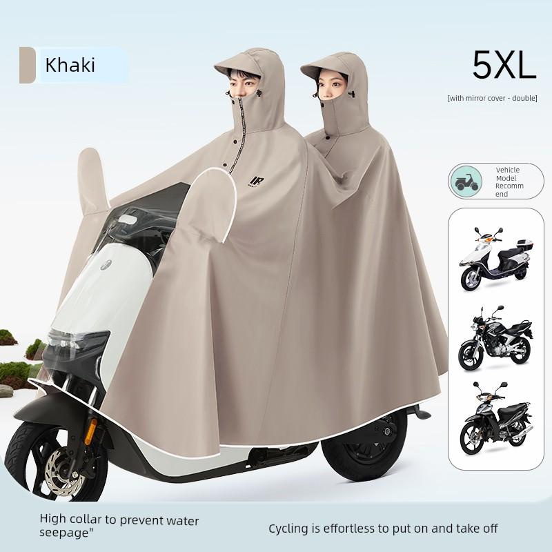 Electric Vehicle Double Raincoat for Parent-Child, Long Full-Body Storm-Proof 2024 Model, Unisex Electric Motorcycle Two-Person Rain Poncho