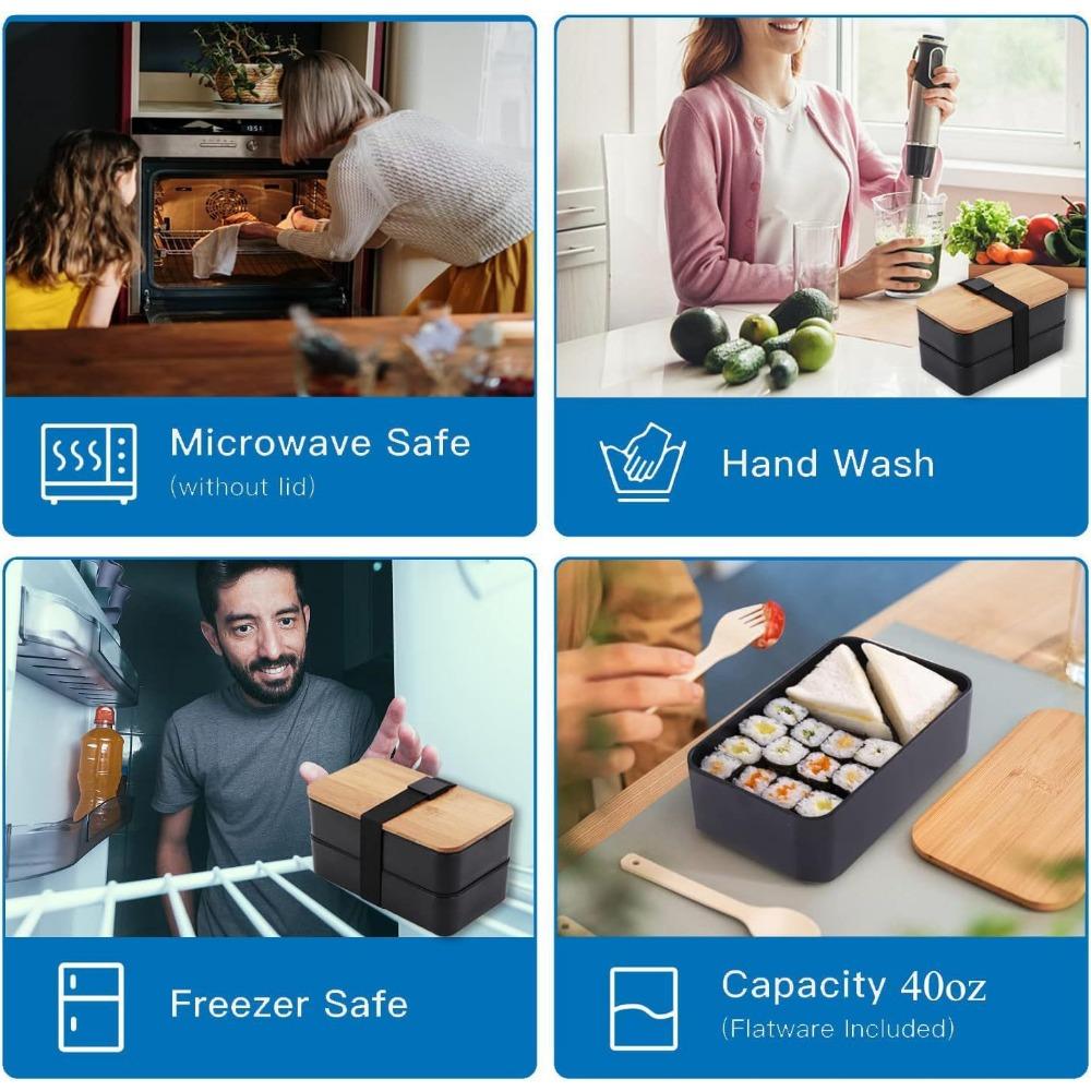 Складной ланч-бокс Bento с термосумкой, вместительный, разделенный на отсеки, пригодный для использования в микроволновой печи, для офисных работников и студентов