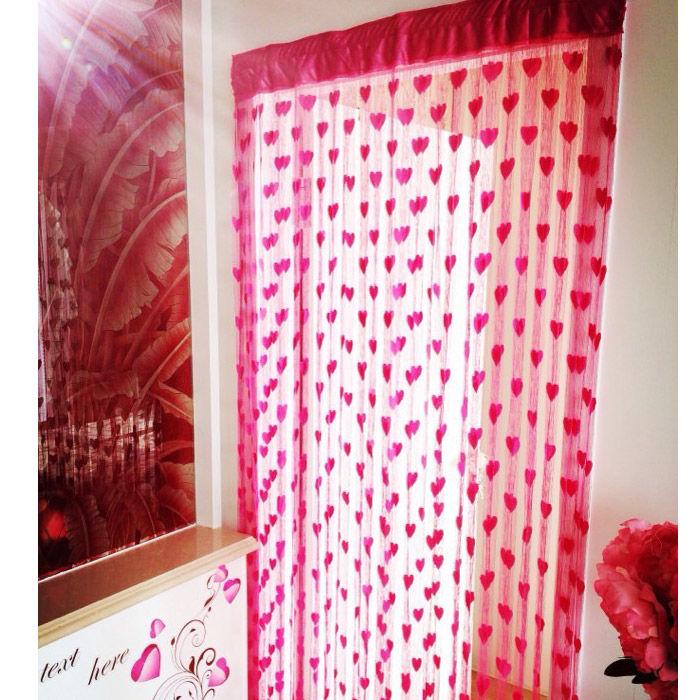 Романтическая занавеска с линией любви, занавеска на дверь с кисточками, милая занавеска с персиковым сердечком, перегородка, подвесная занавеска (1 шт.)
