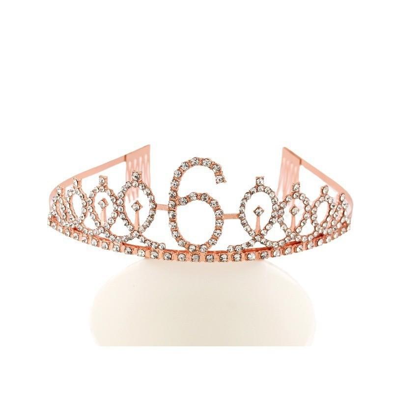 Корона с цифрой на первый день рождения, повязка на голову с водными бриллиантами, аксессуар для волос-шар, противоскользящая, украшение для торта, сплавная повязка для волос