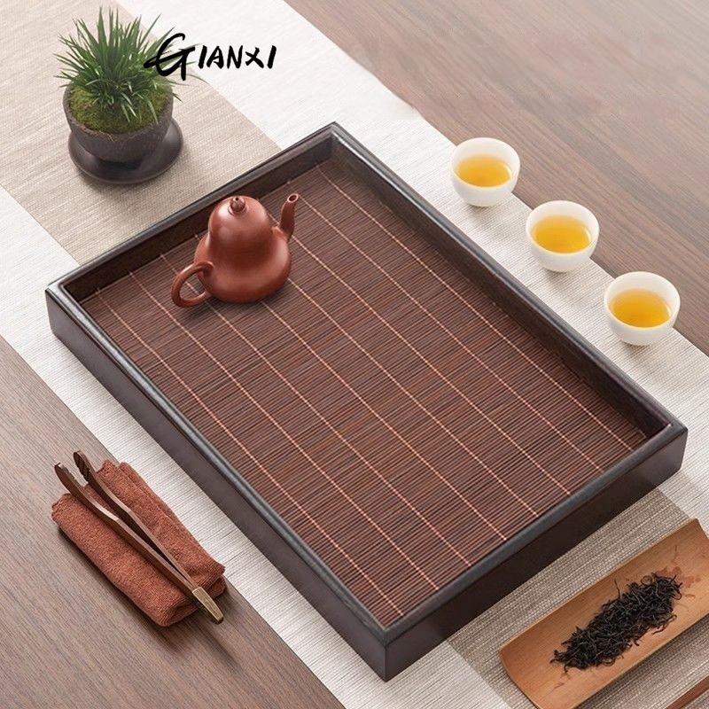 GIANXI Home And Kitchen Tea Tray Portable Dishes For Tea Ta Kawi Bamboo Rectangle Wooden Tray For Chaban Tea Table